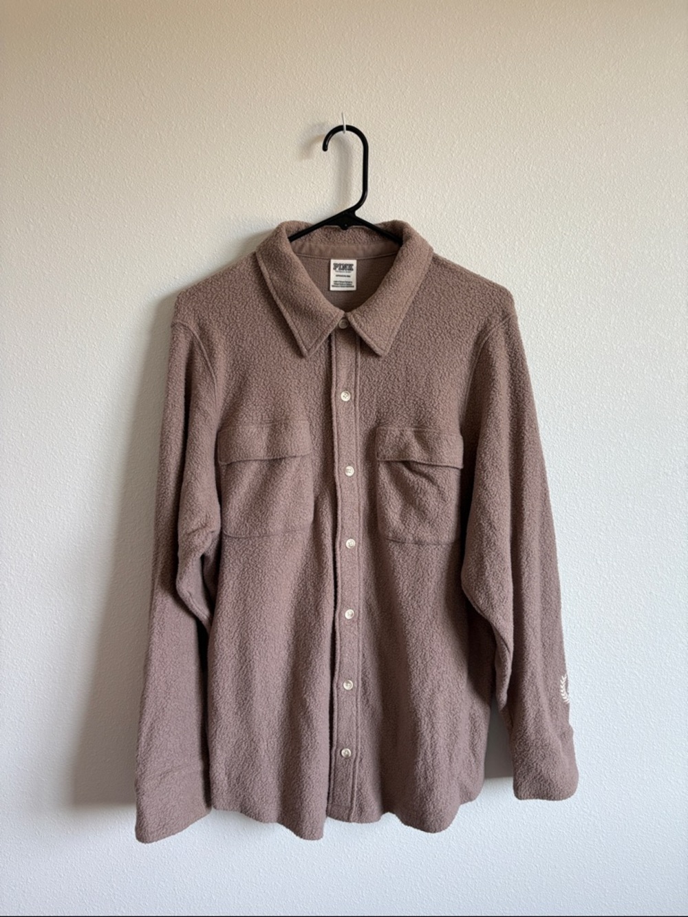 PINK Victoria's Secret Mauve Taupe Teddy Shacket